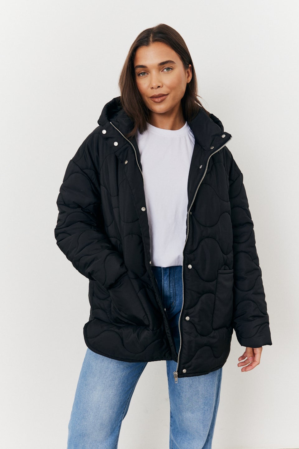 In The Style Black Quilted Boxy Fit Jacket