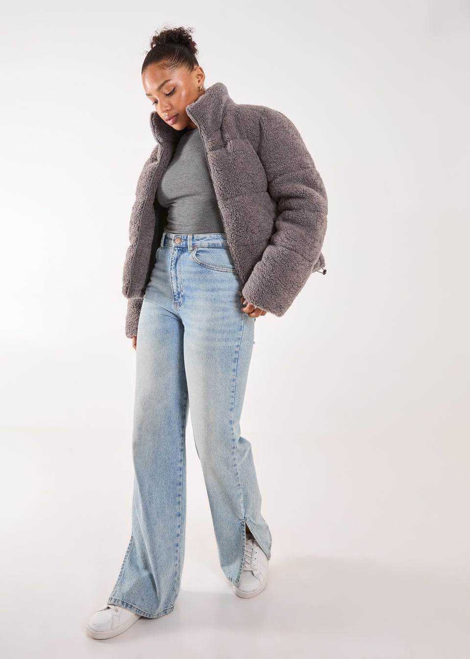 Pink Vanilla Grey Teddy Padded Coat