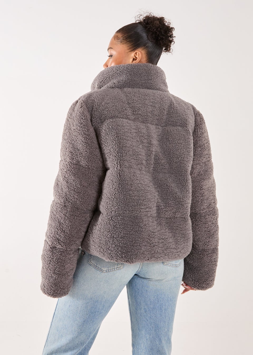 Pink Vanilla Grey Teddy Padded Coat