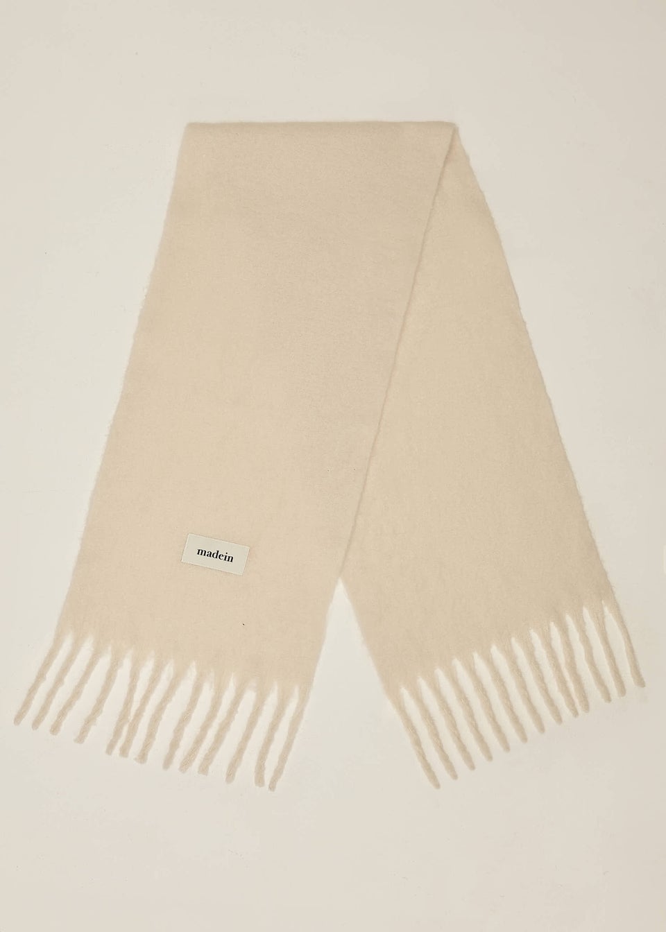 Madein Cream Boucle Knit Hanna Tassel Blanket Scarf