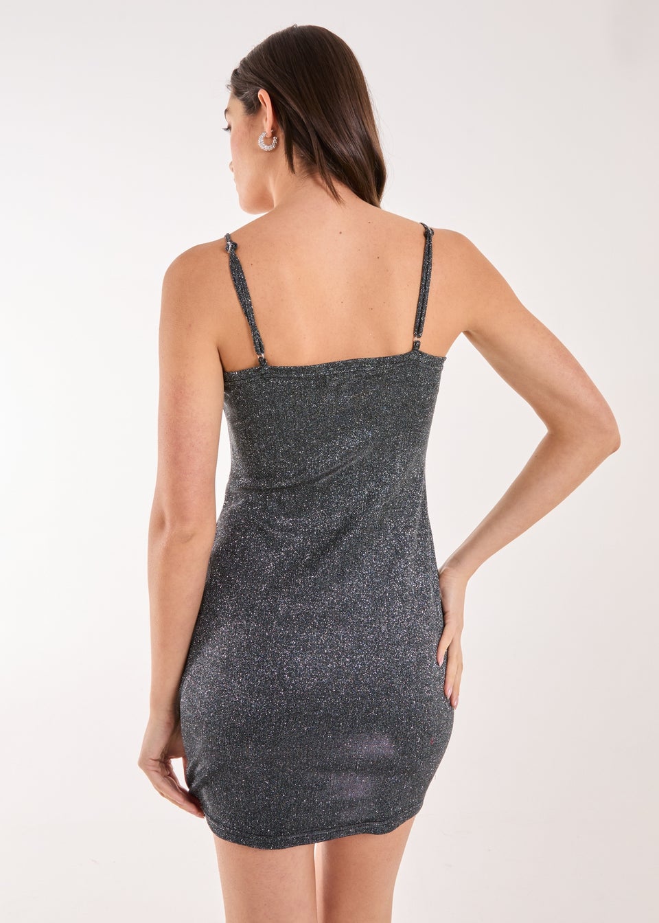 Pink Vanilla Black Glitter Cami Mini Dress