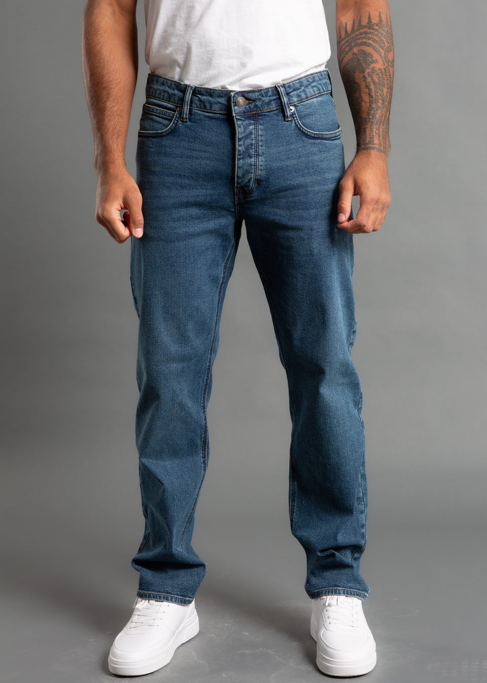 French Connection Blue Cotton Regular Fit Stretch Jeans