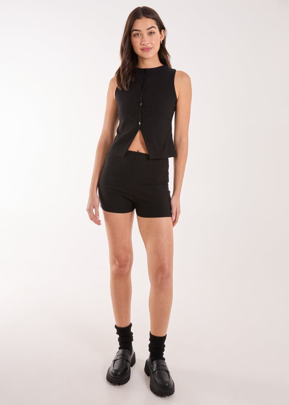 Pink Vanilla Black Pinstripe Tailored Shorts