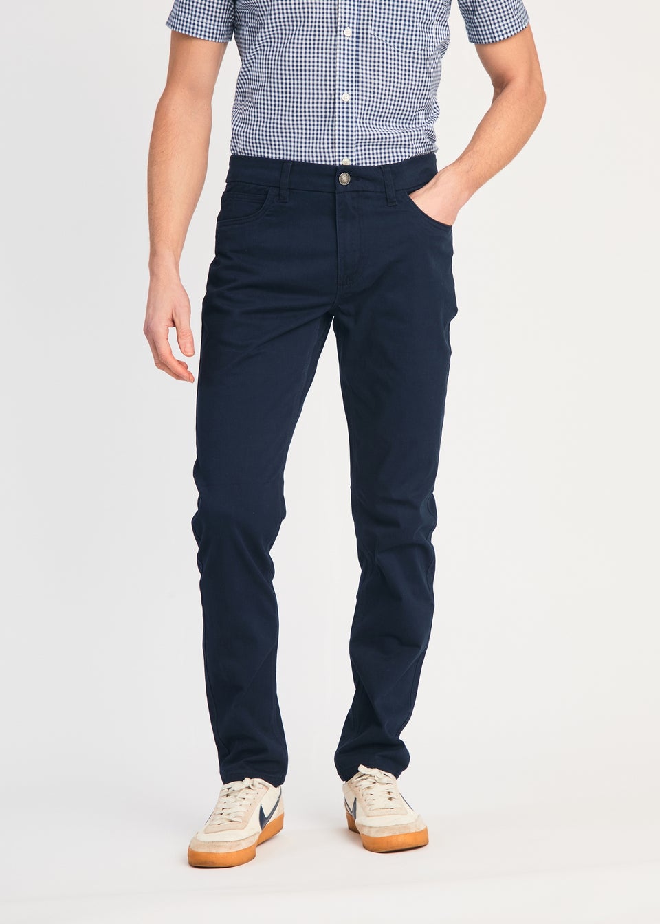 French Connection Navy Cotton Five-Pocket Chino Trousers
