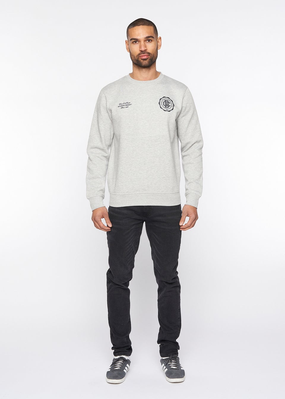 Duck & Cover Grey Marl Keyaan Crew Sweatshirt