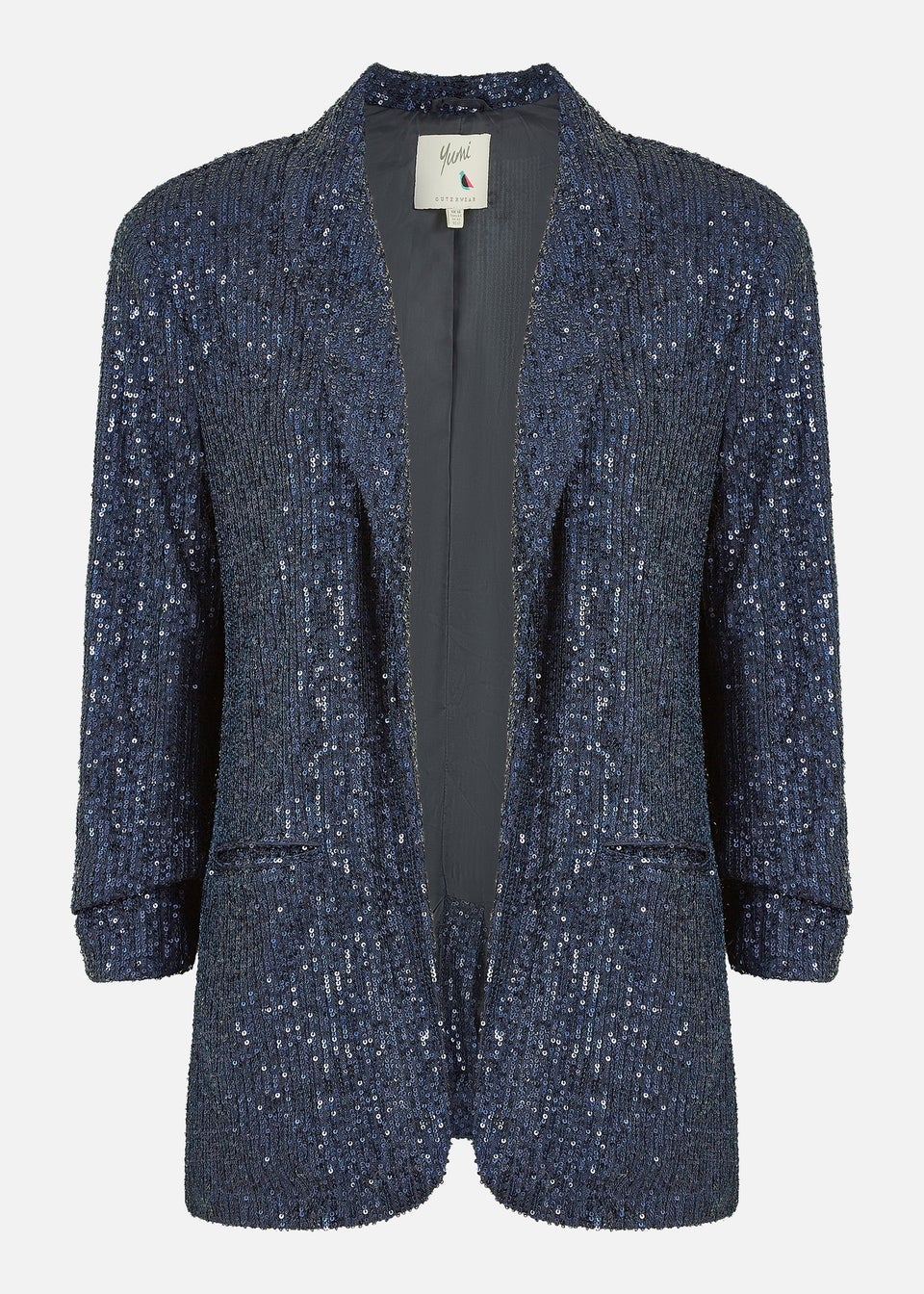 Yumi Navy Sequin Blazer With Pockets