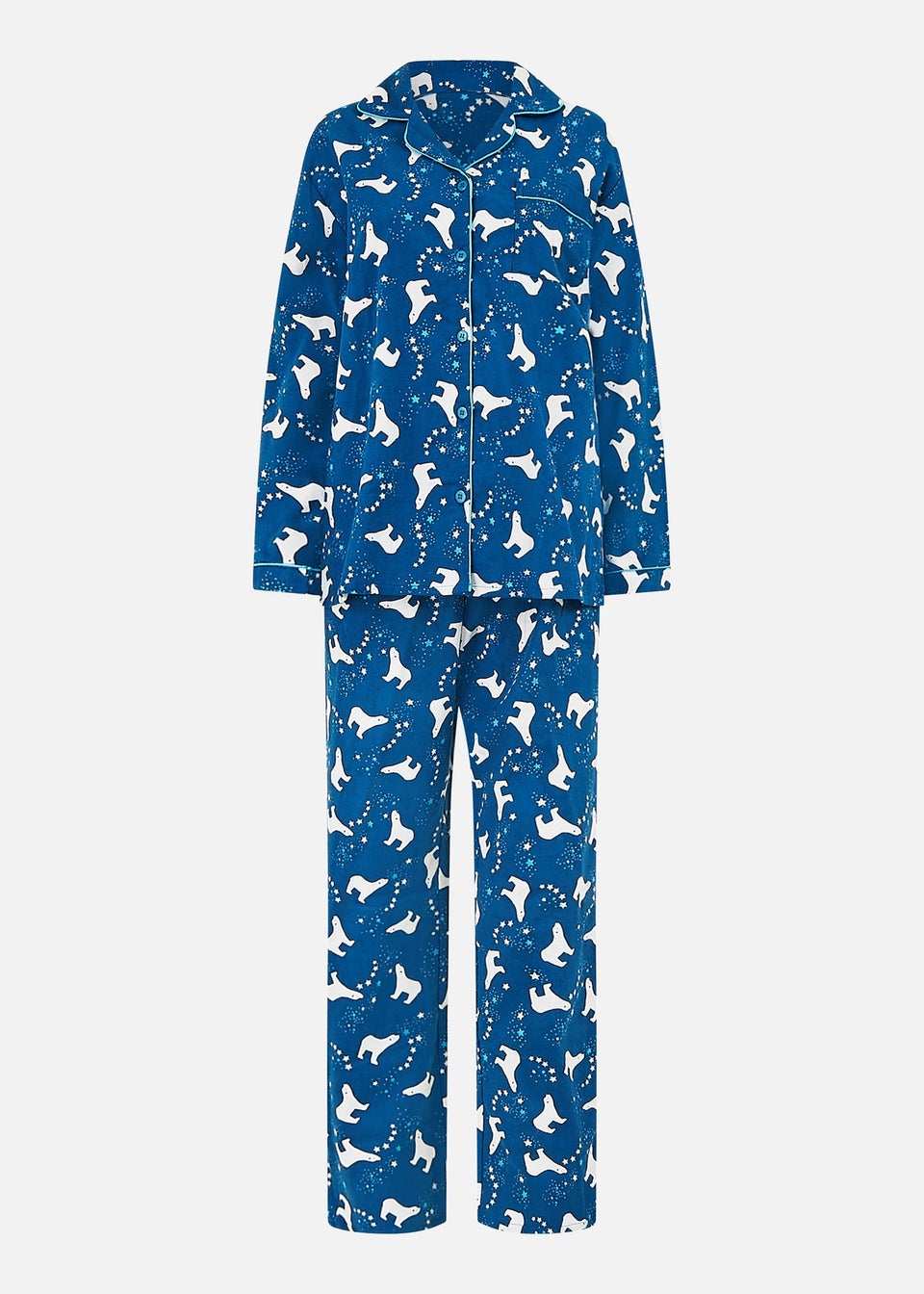 Yumi Navy Polar Bear Brushed Cotton Pyjamas