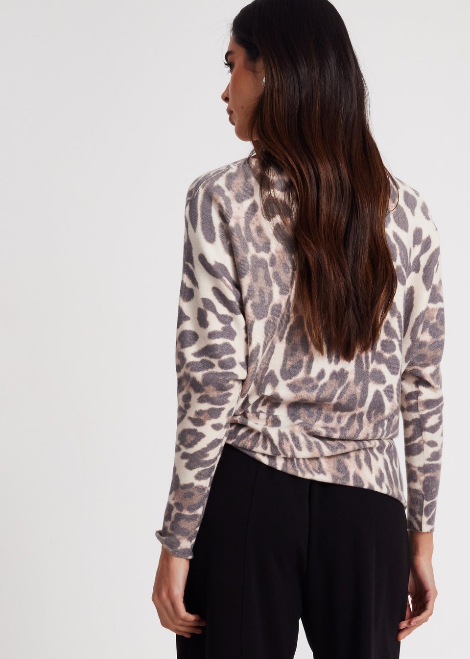 Quiz Beige Knit Leopard Print Jumper