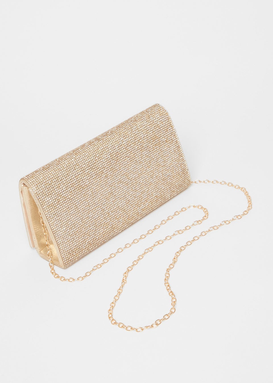 Quiz Gold Diamante Rectangle Clutch