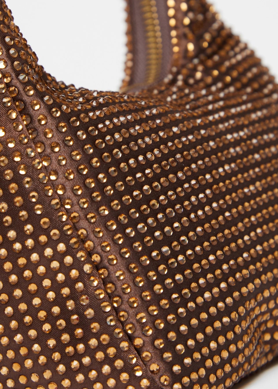 Quiz Brown Satin Diamante Bag