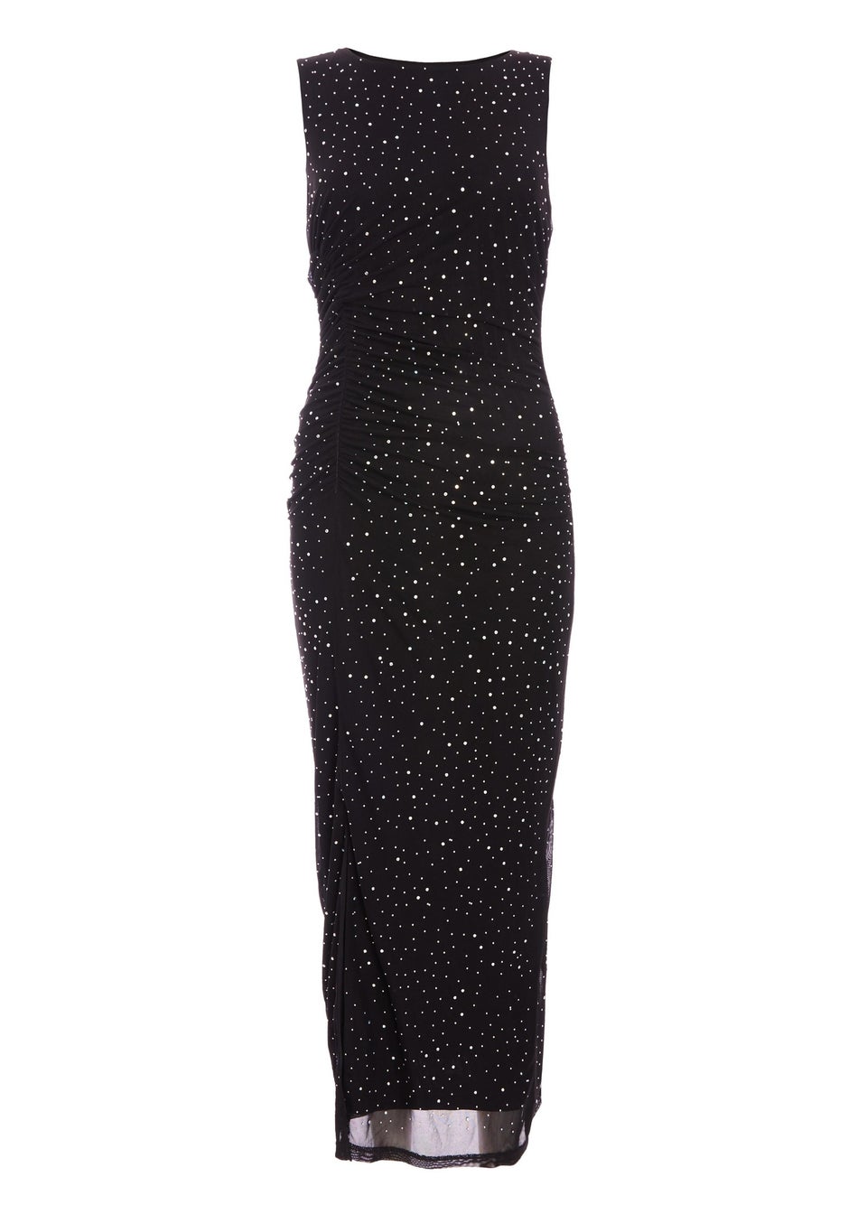 Quiz Black Mesh Embellished Midaxi Dress