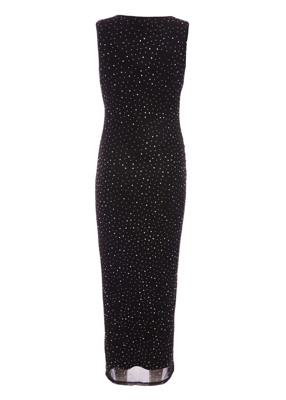 Quiz Black Mesh Embellished Midaxi Dress