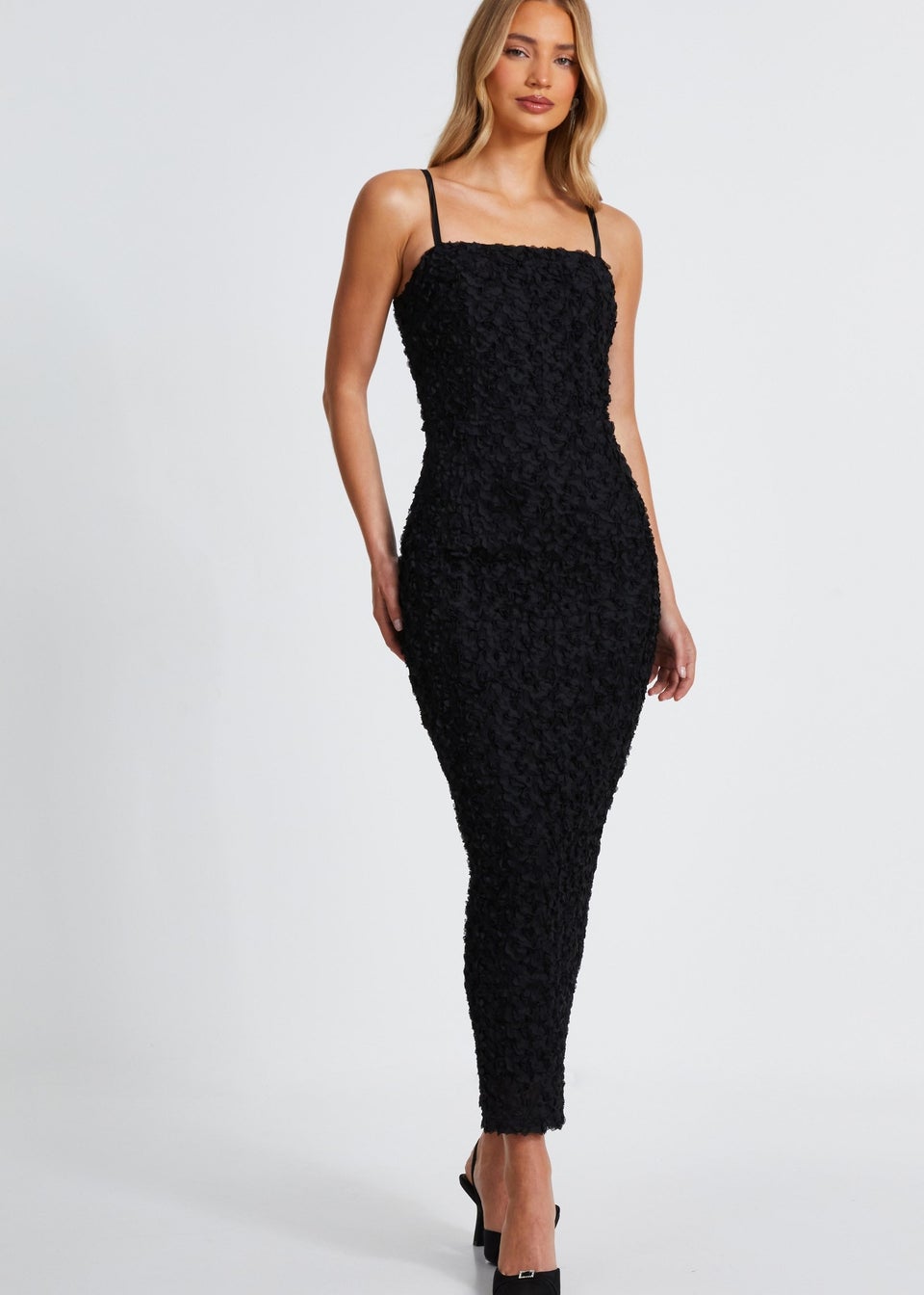 Quiz Black Floral Midaxi Dress