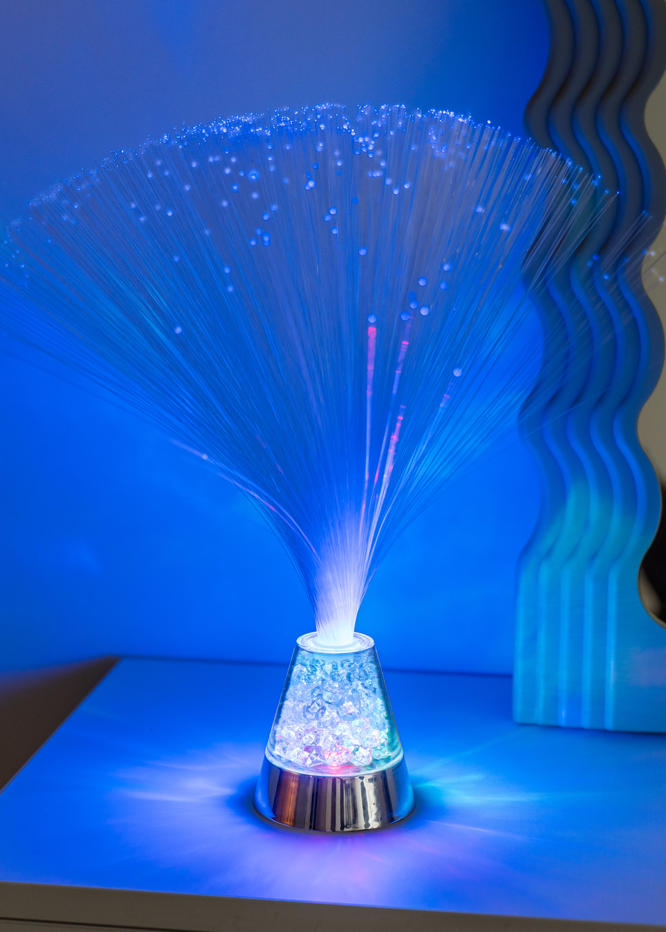 ValueLights Fibre Optic Colour Changing LED Table Lamp Battery Operated 33cm x 8cm x 8cm Matalan