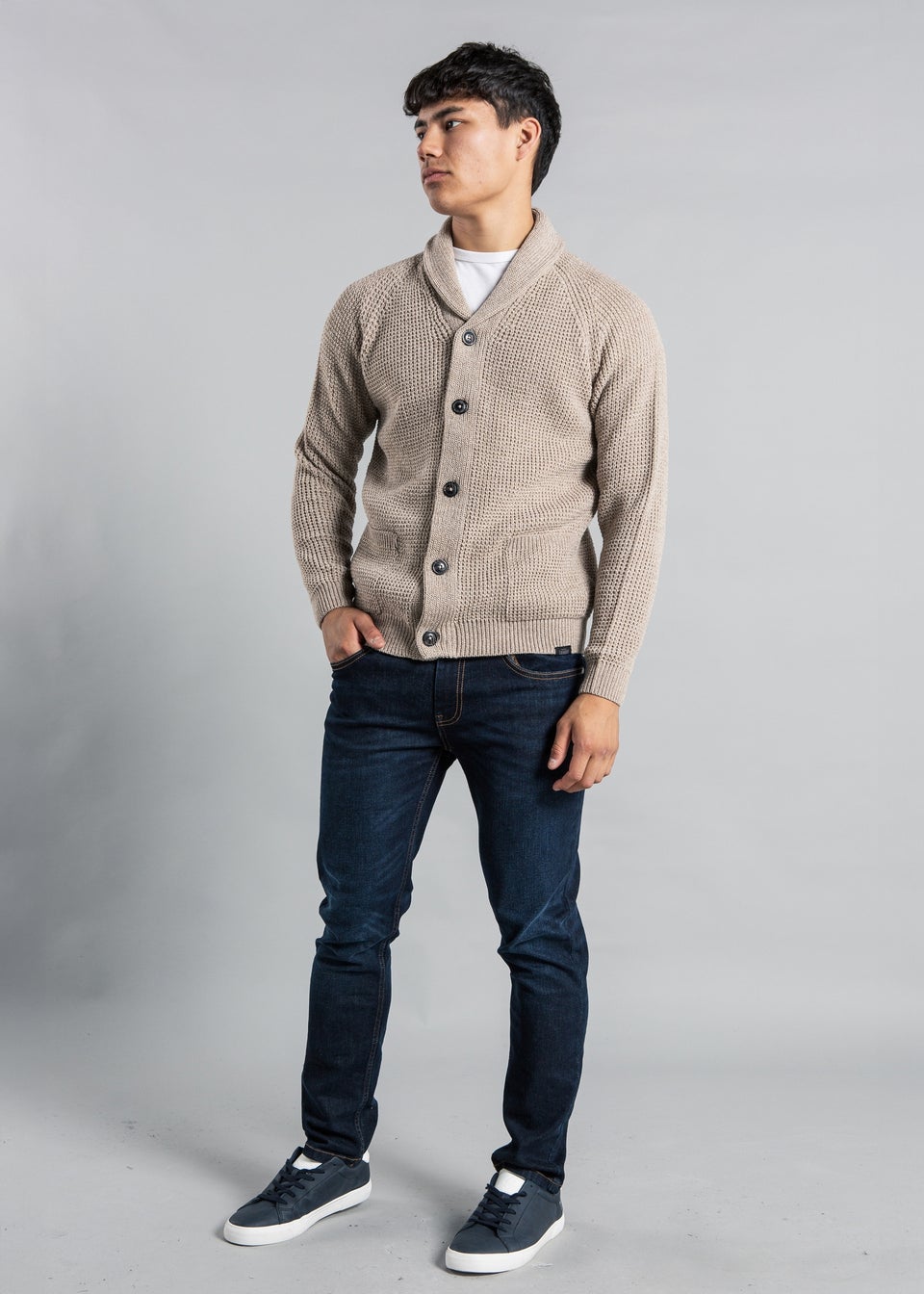 Tokyo Laundry Natural Shawl Neck Waffle Knit Cardigan
