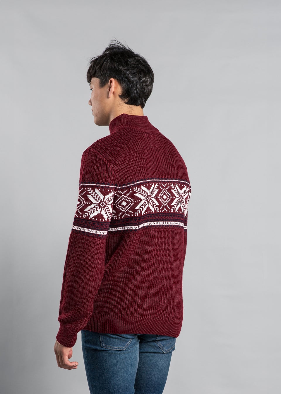 Tokyo Laundry Burgundy Festive Jacquard Knit Fairisle Jumper