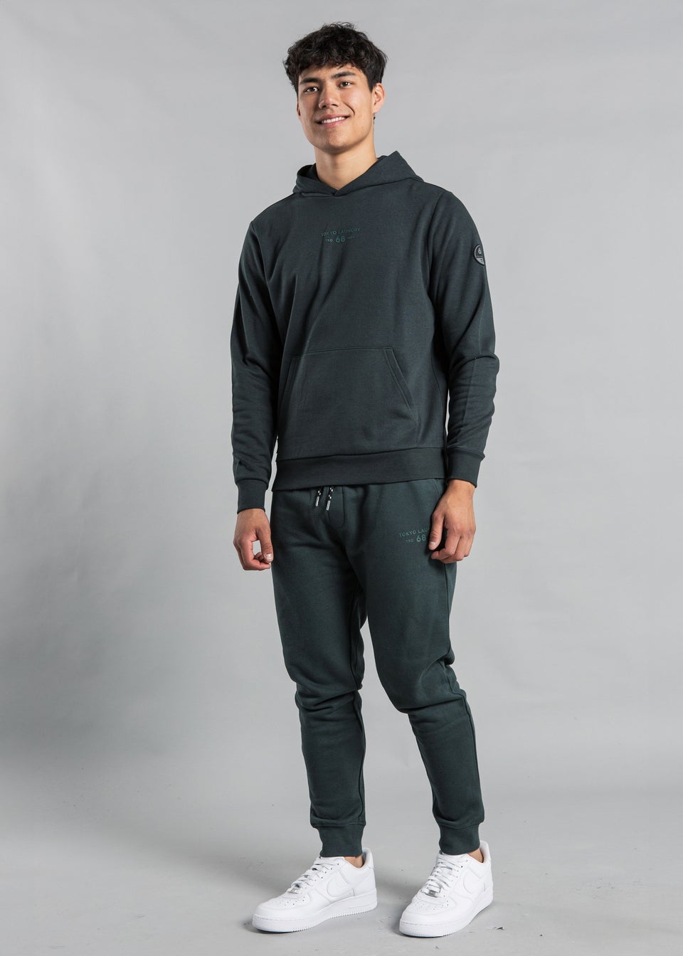 Tokyo Laundry Dark Green Cotton Blend Kangaroo Pocket Hoody