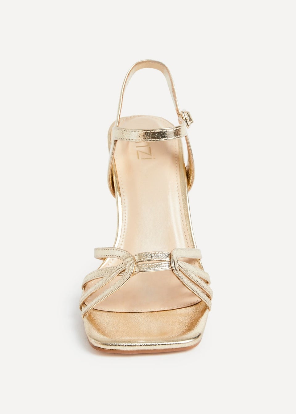 Linzi Helena Wide Fit Gold Faux Leather Heeled Sandals