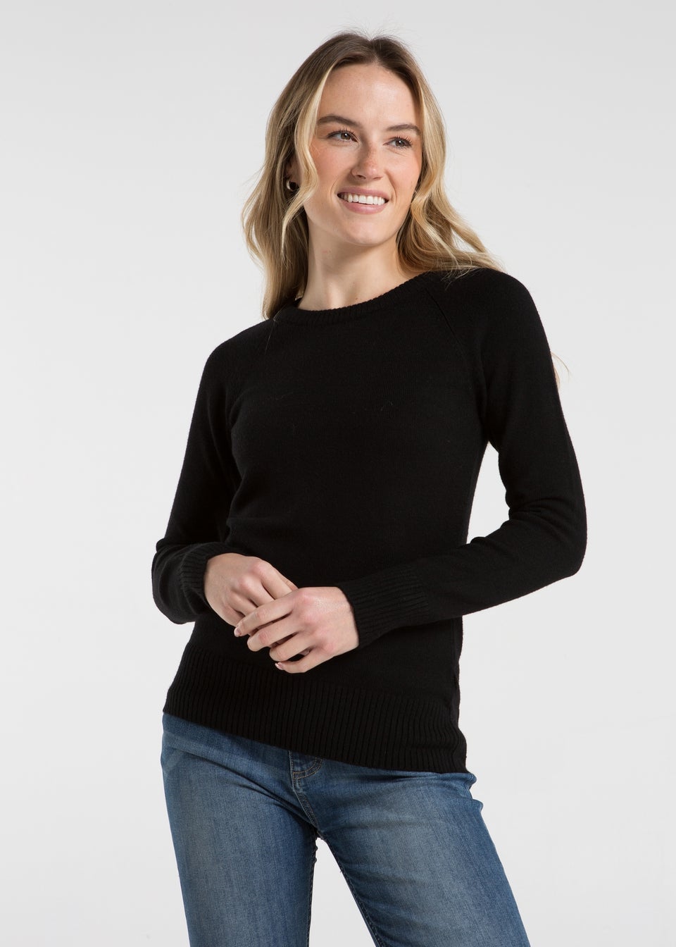 French Connection Black Cosy Soft Touch Crew Neck Raglan Jumper