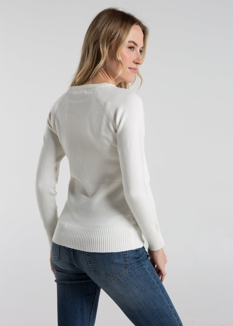 French Connection White Cosy Soft Touch Crew Neck Raglan Jumper