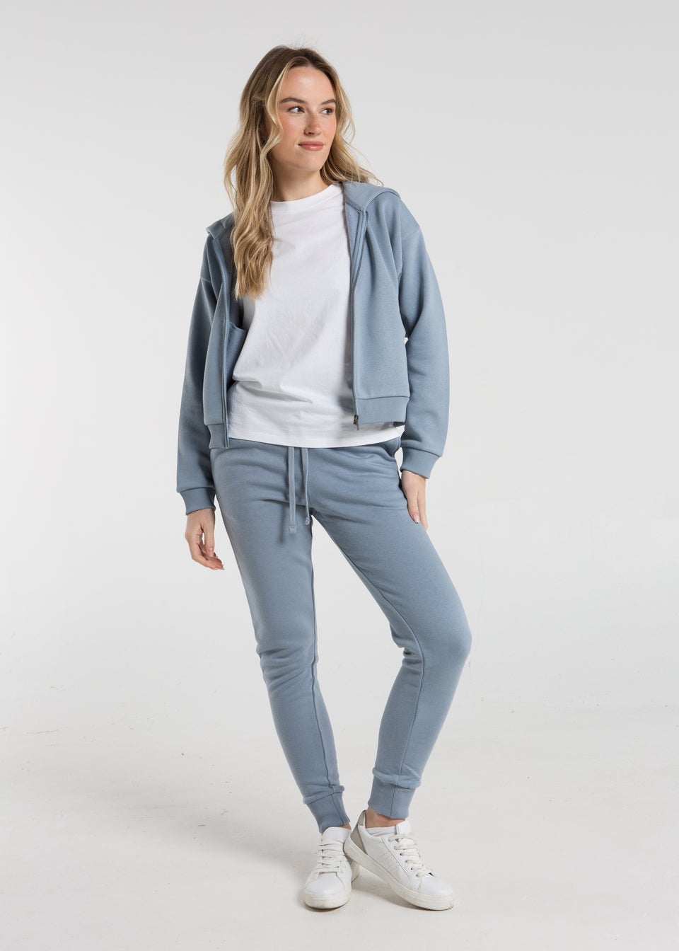 French Connection Blue Cotton Blend Boxy Zip Hoody