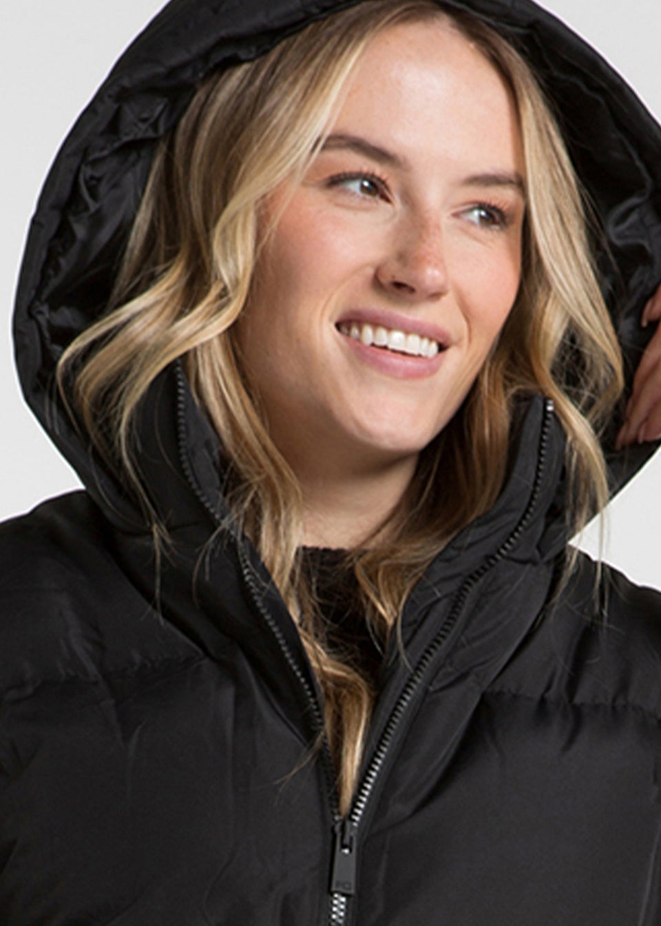 French Connection Black Longline Quilted Gilet with Hood
