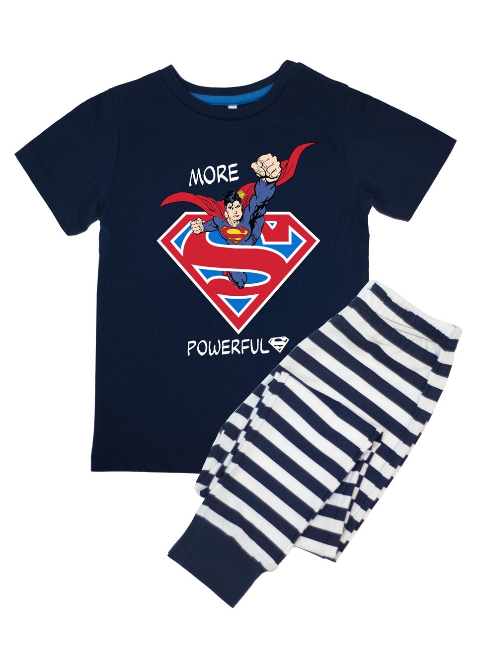 DC Comics Superman More Powerful Kids Navy Stripes Pyjamas (3-8 Years)