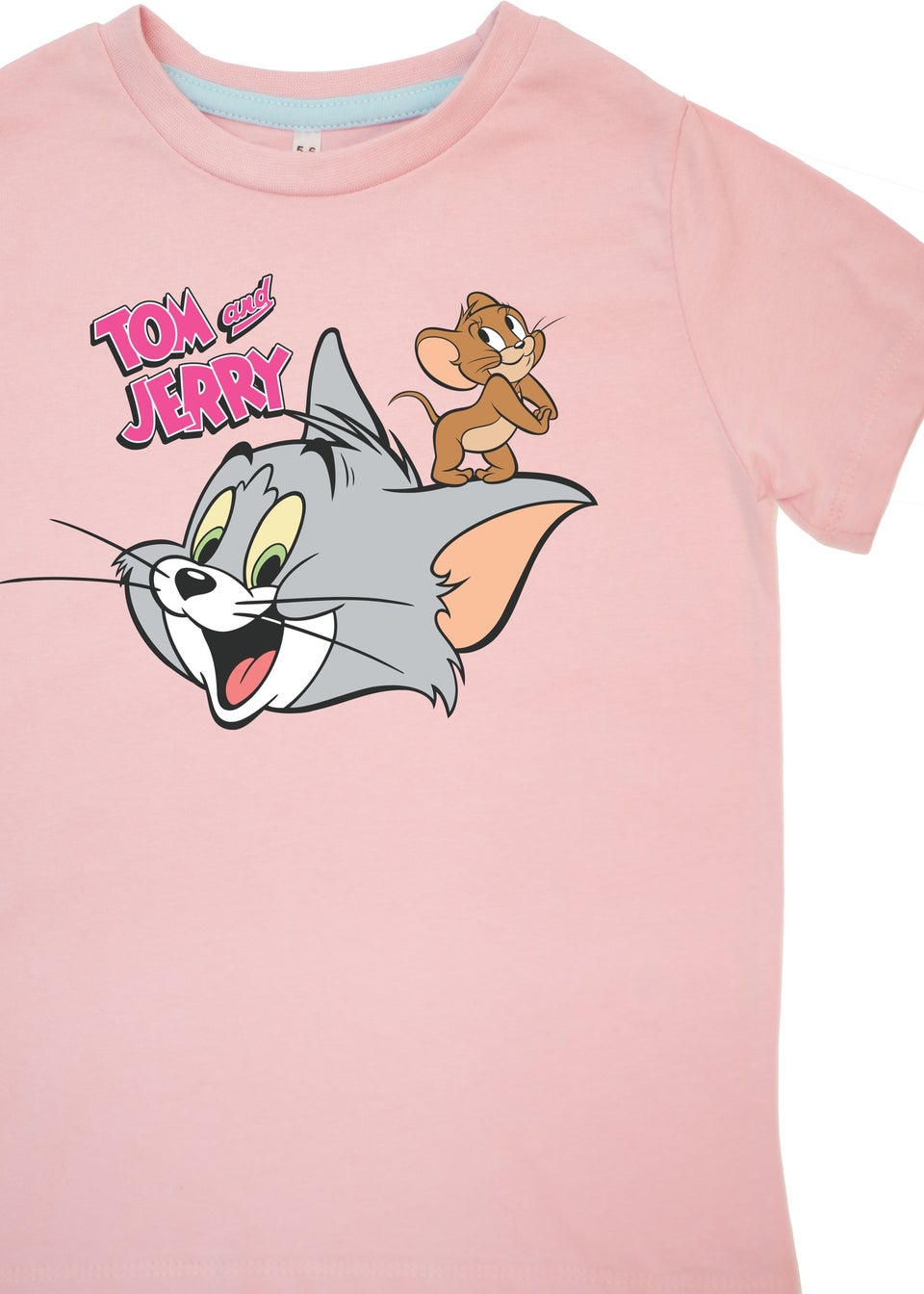 Tom & Jerry Heads Kids Pink Hearts Pyjamas (3-8 Years)