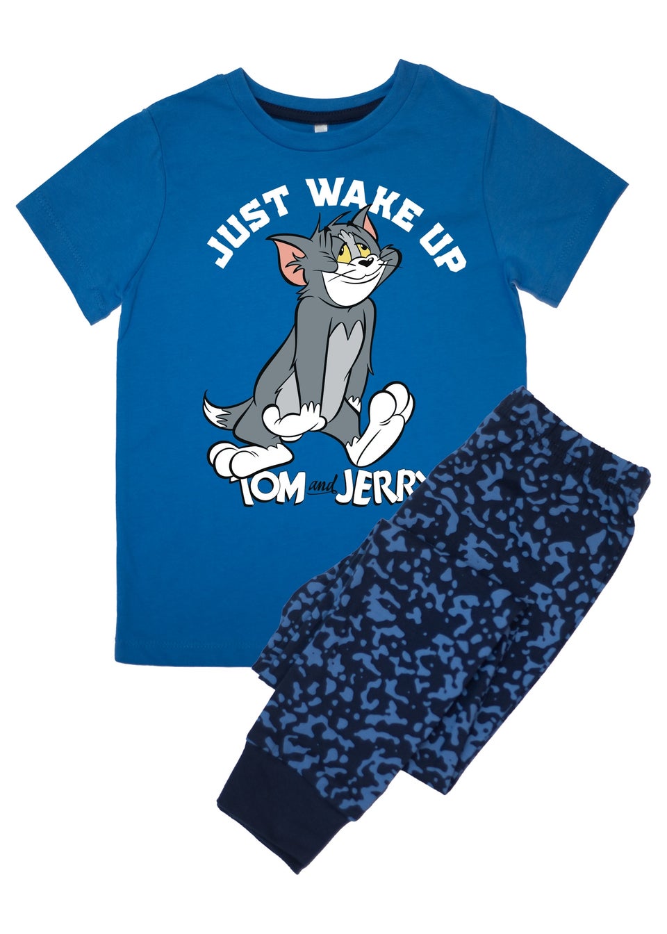 Tom & Jerry Just Woke Up Kids Blue Camo Pyjamas (3-8 Years)