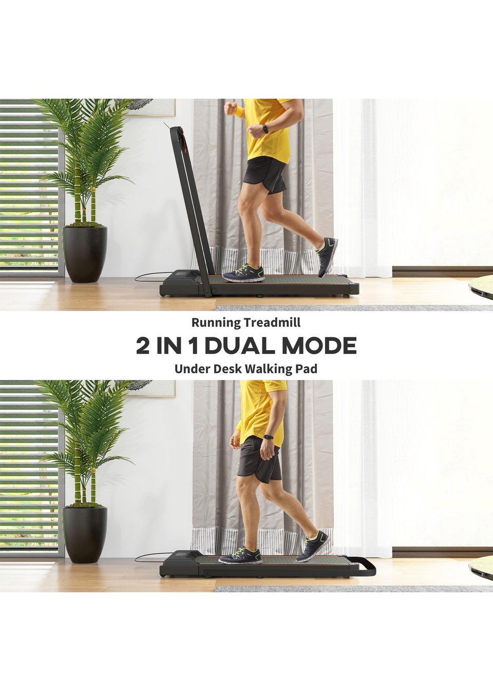 SPORTNOW 2.5HP Folding Treadmill Walking Pad w/ LED Display Orange