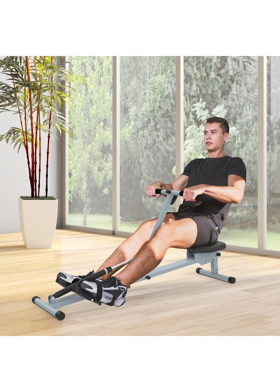 HOMCOM 12 Level Fitness Rowing Machine Cardio Fitness Workout & Gym Training