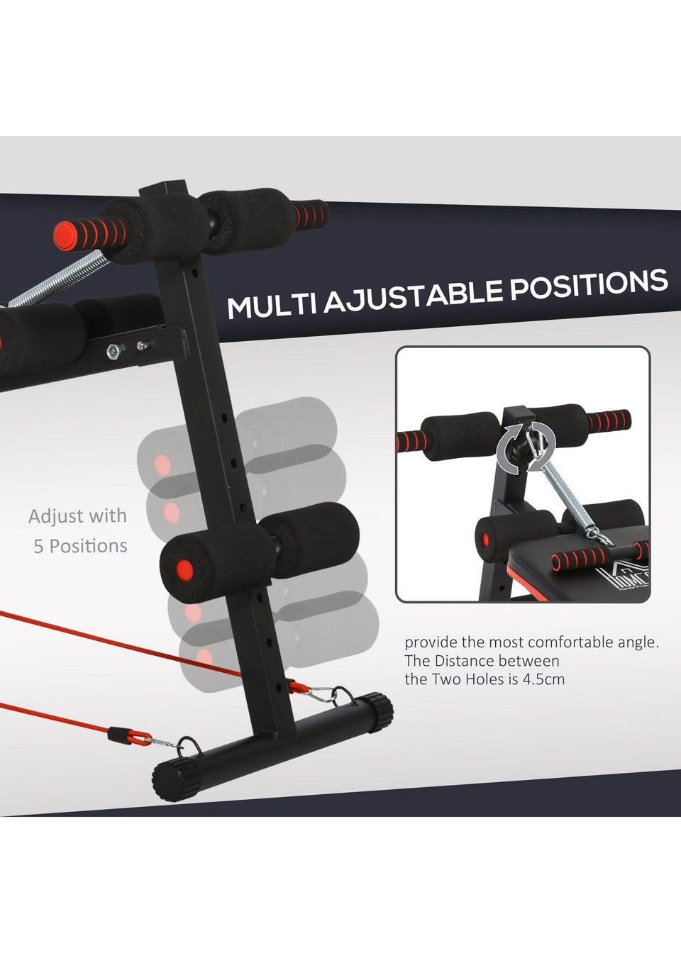 HOMCOM Foldable Sit Up Bench 5-Level Adjustable Core Workout