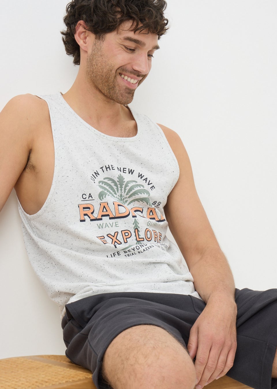 Ecru Explore Printed Vest Top