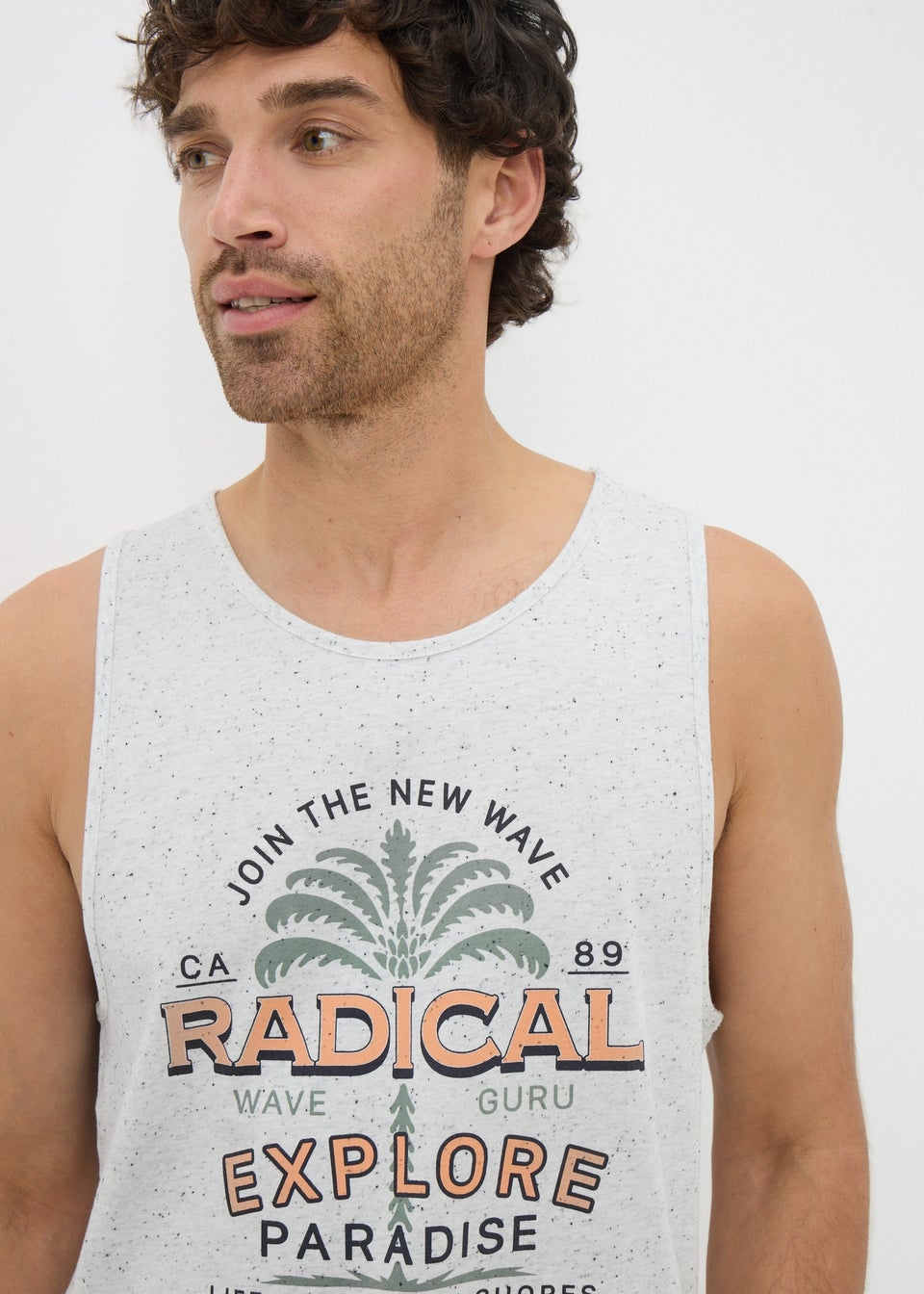 Ecru Explore Printed Vest Top