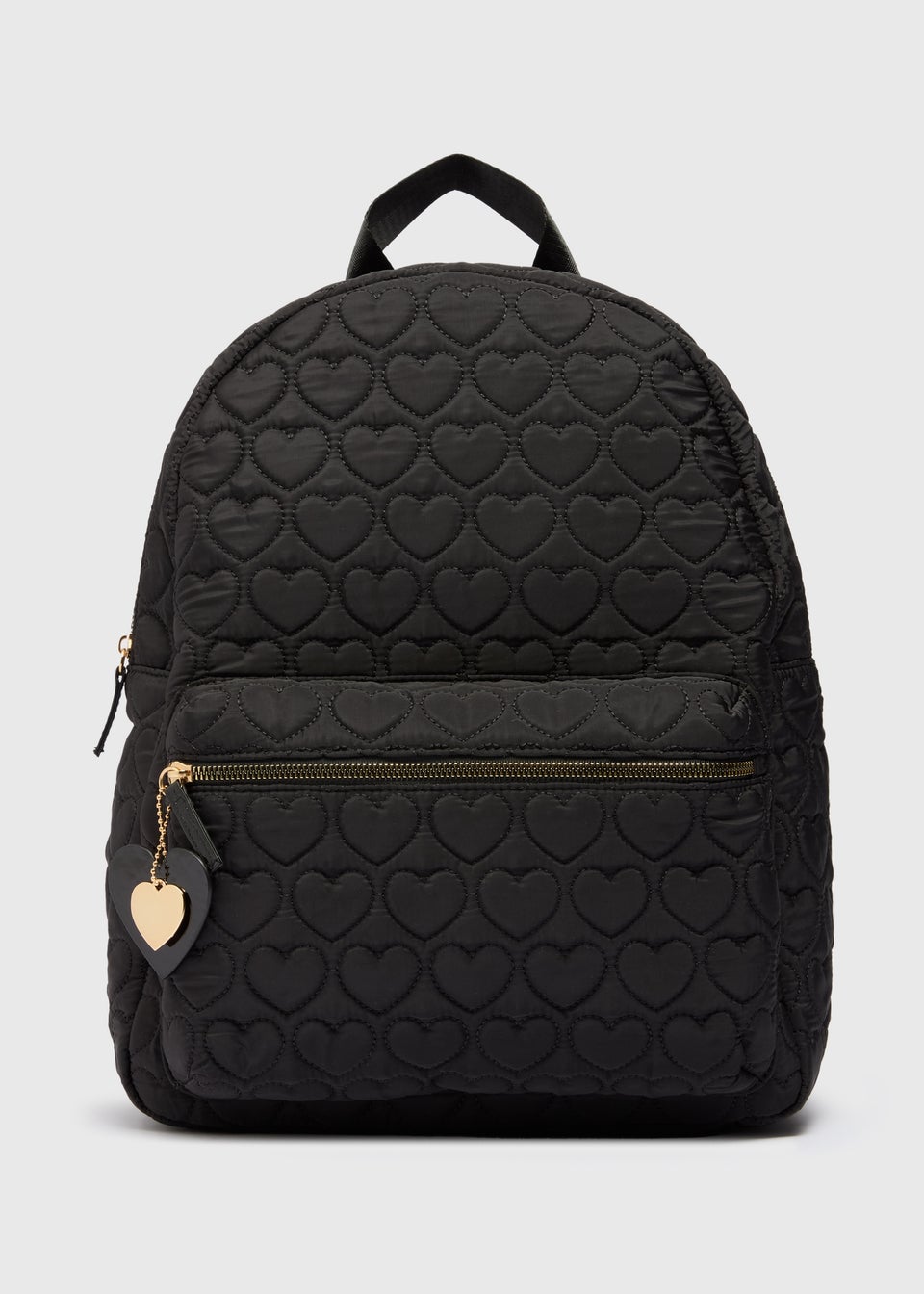 Girls Black Heart Quilted Backpack