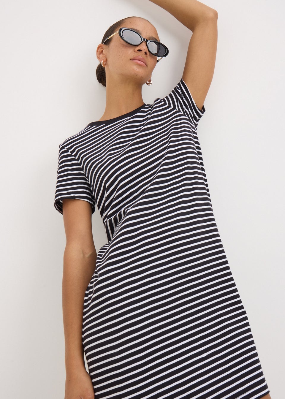 Black Stripe Mini T-Shirt Dress