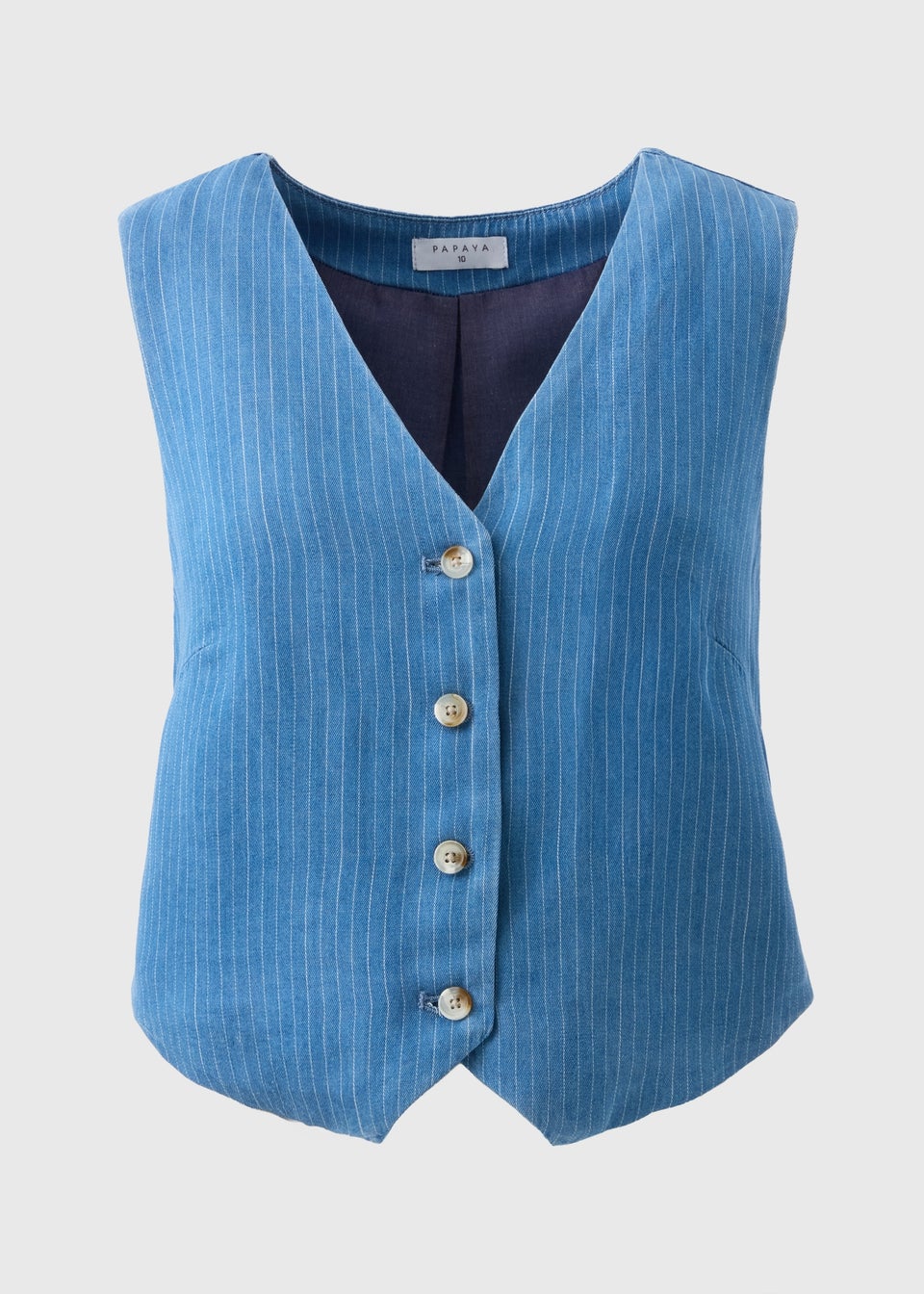 Blue Denim Pinstripe Wide Leg Co Ord Waistcoat