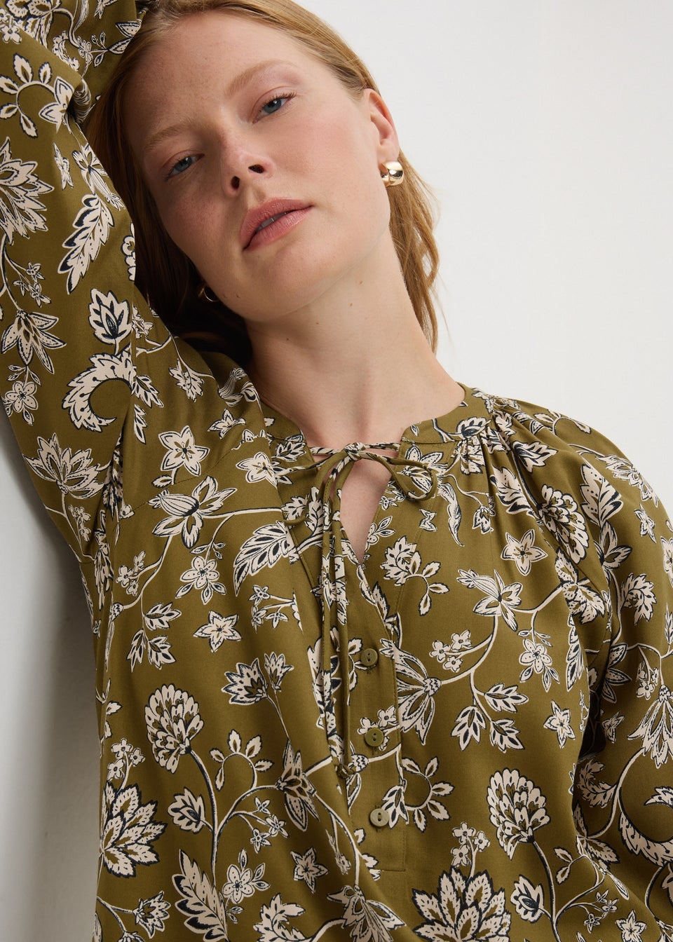 Green Paisley Print Tunic Midaxi Dress