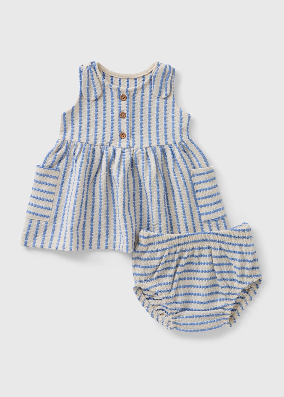 Baby Blue Stripe Dress Set (Newborn-23mths)