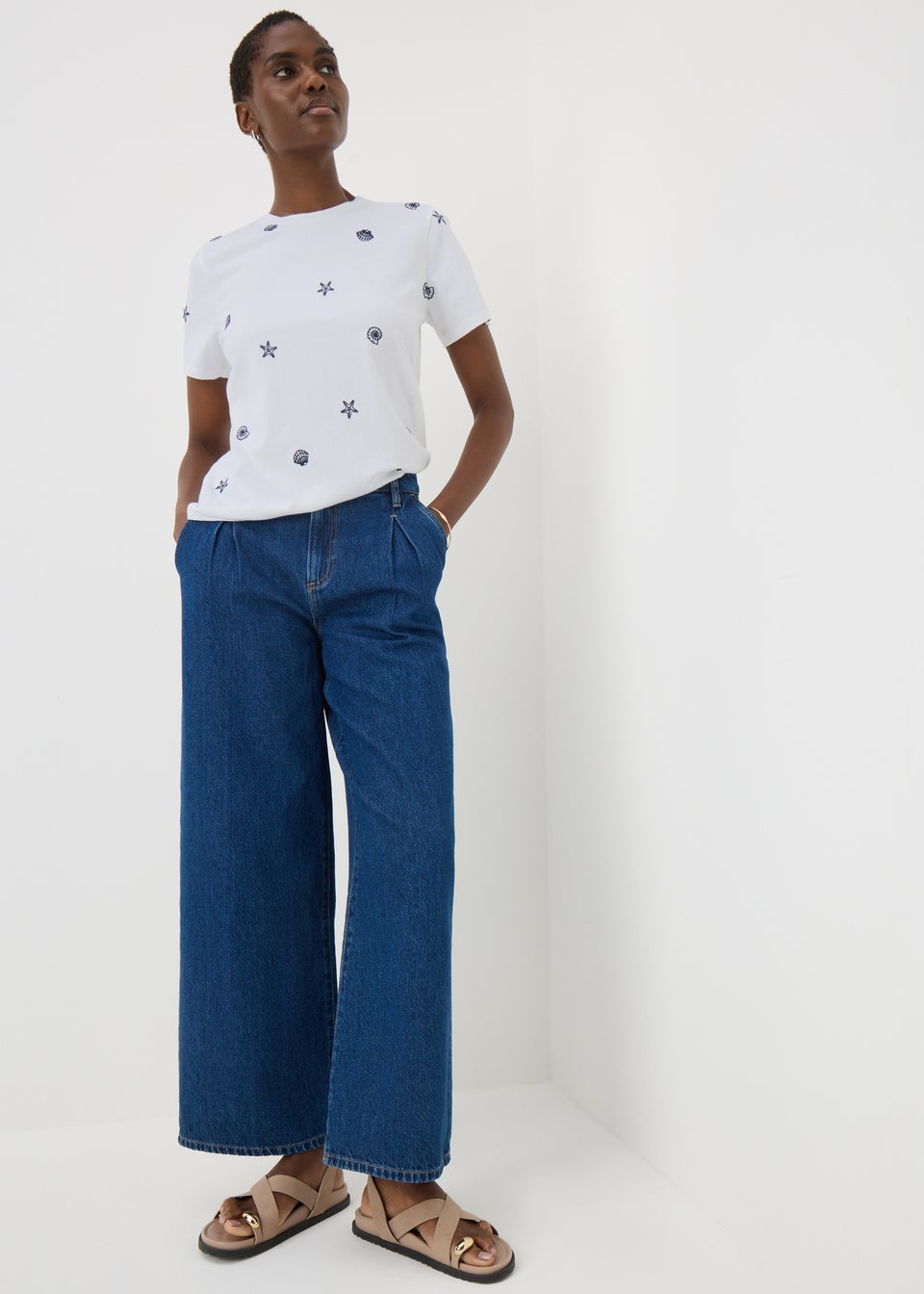 White Shell Embroidered T-Shirt