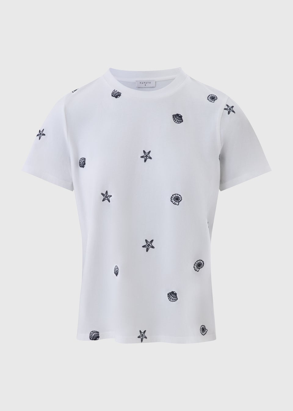 White Shell Embroidered T-Shirt