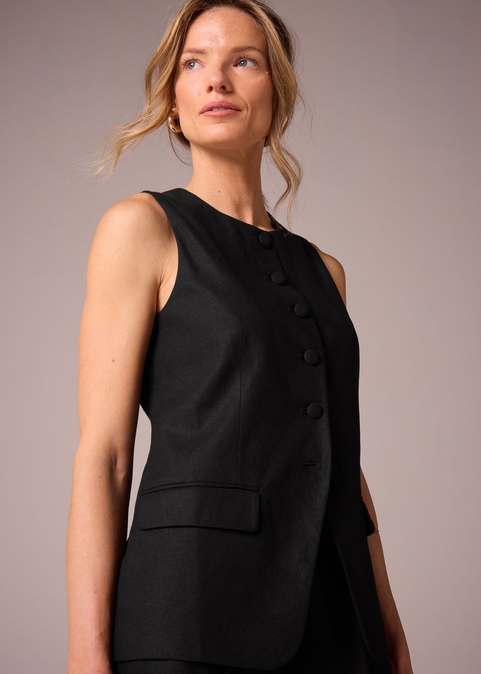 Et Vous Black Linen Blend Waistcoat