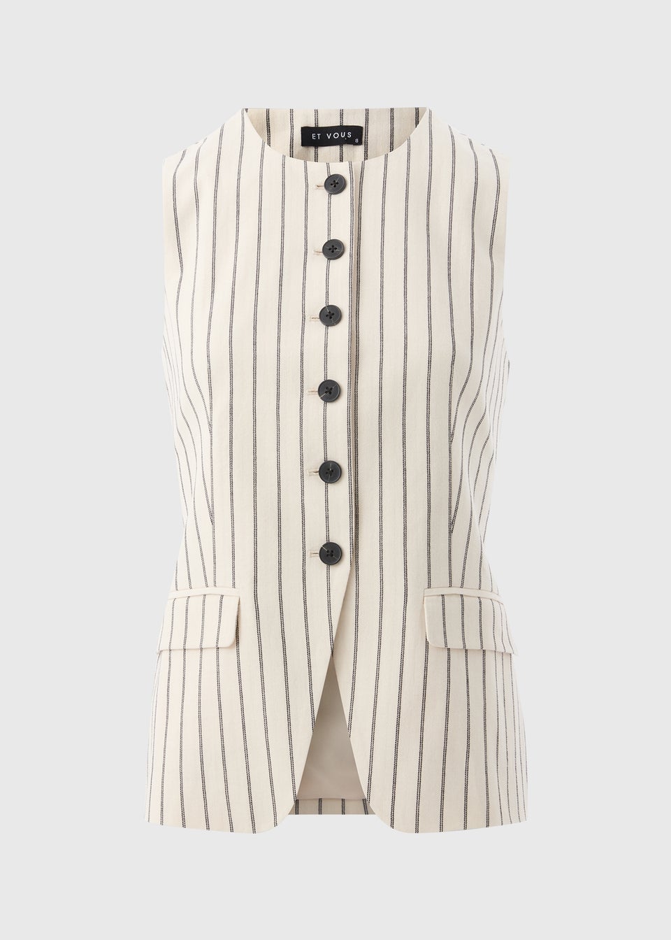 Et Vous Ivory Striped Linen Blend Waistcoat