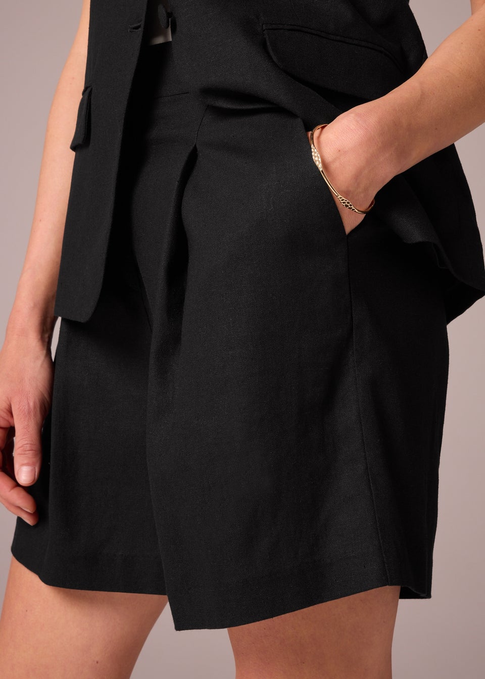 Et Vous Black Linen Blend Tailored Shorts