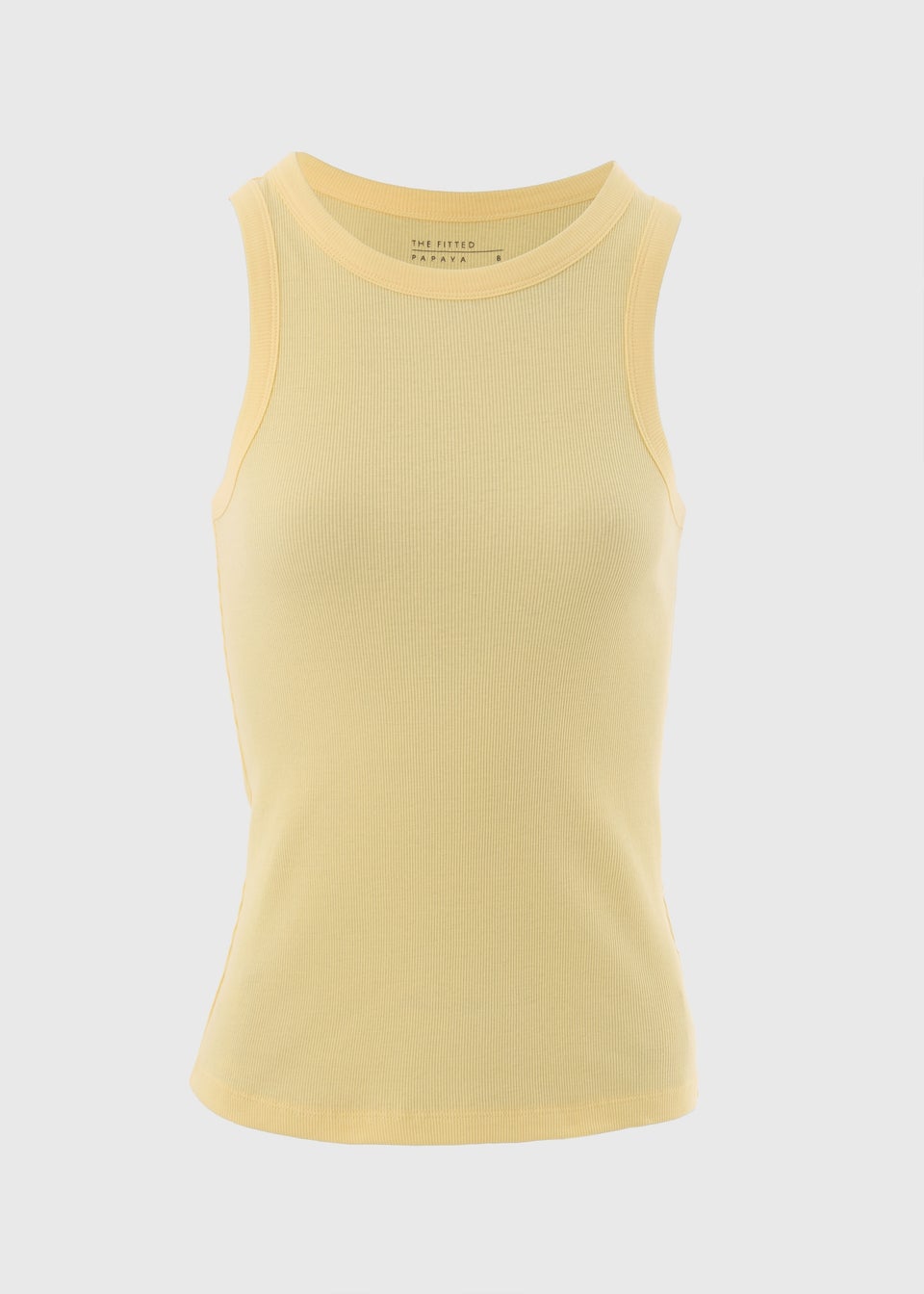 Yellow Ribbed High Neck Vest Top
