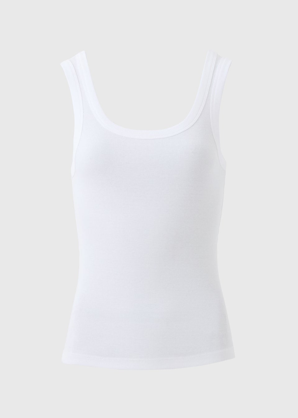 White Scoop Neck Ribbed Vest