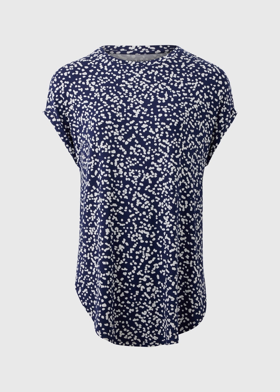 Navy Patterned Longline T-Shirt