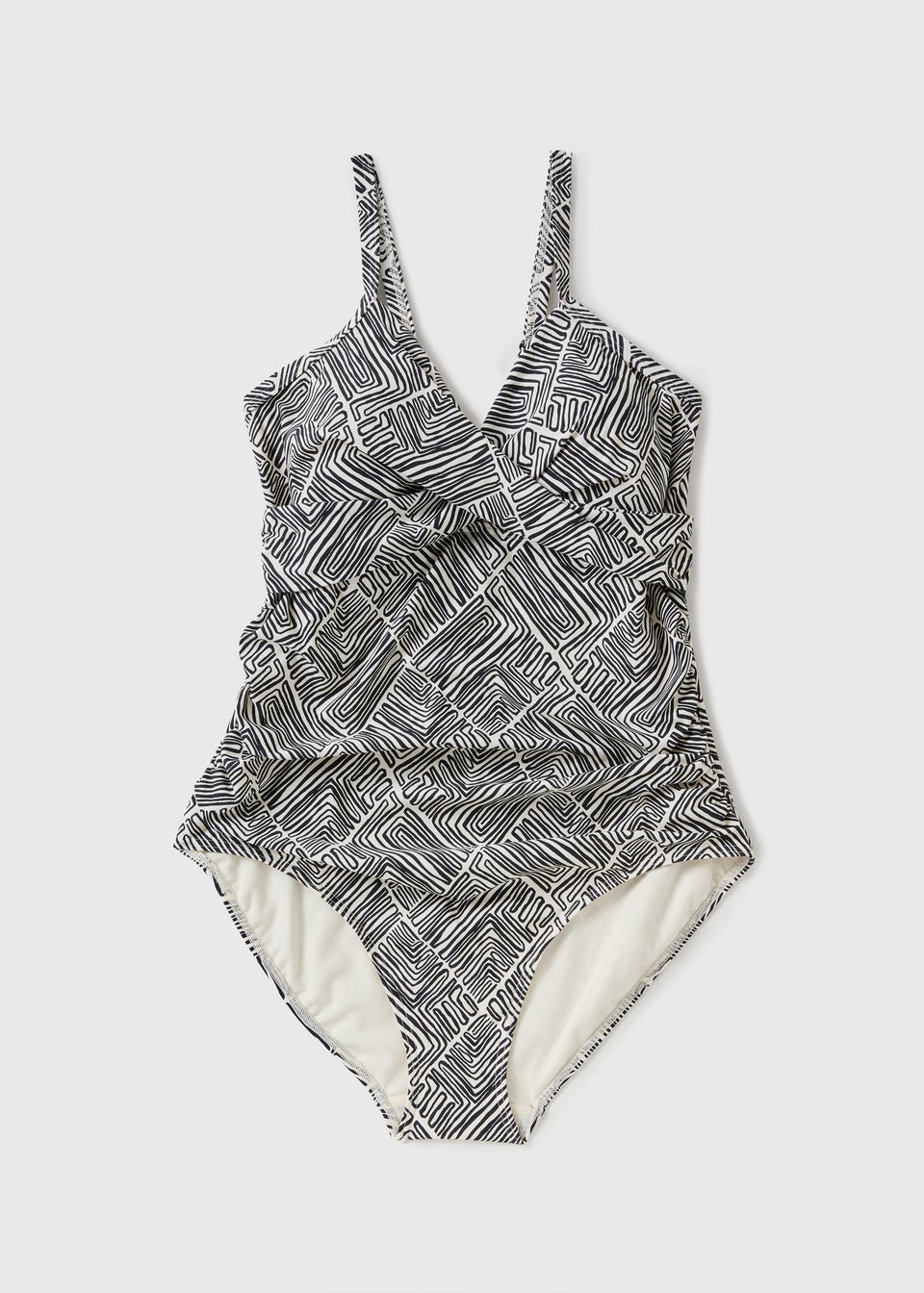 Black Mono Abstract Shapewear Swimsuit
