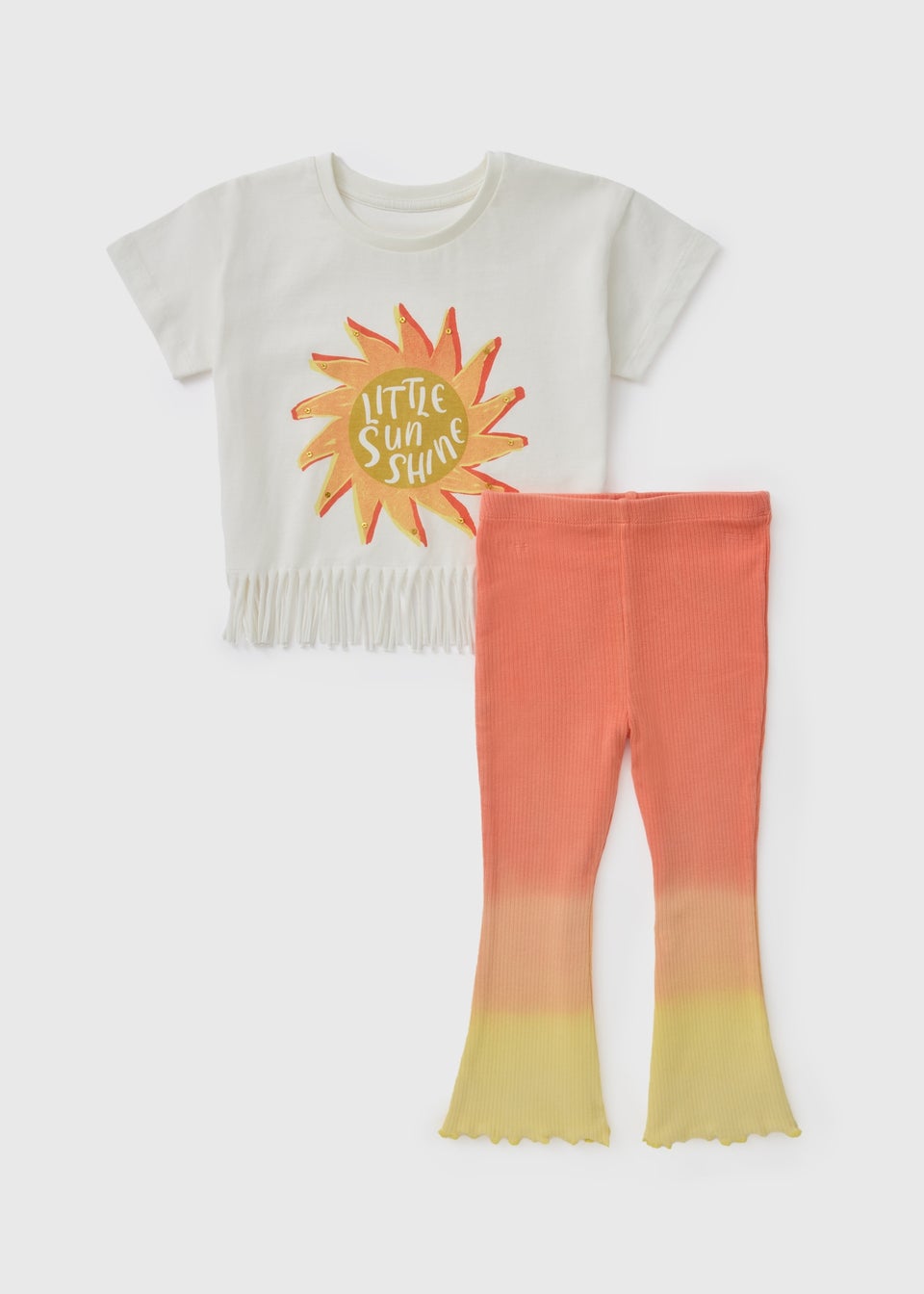 Girls Cream Fringe Top and Flare Set (1-7yrs)