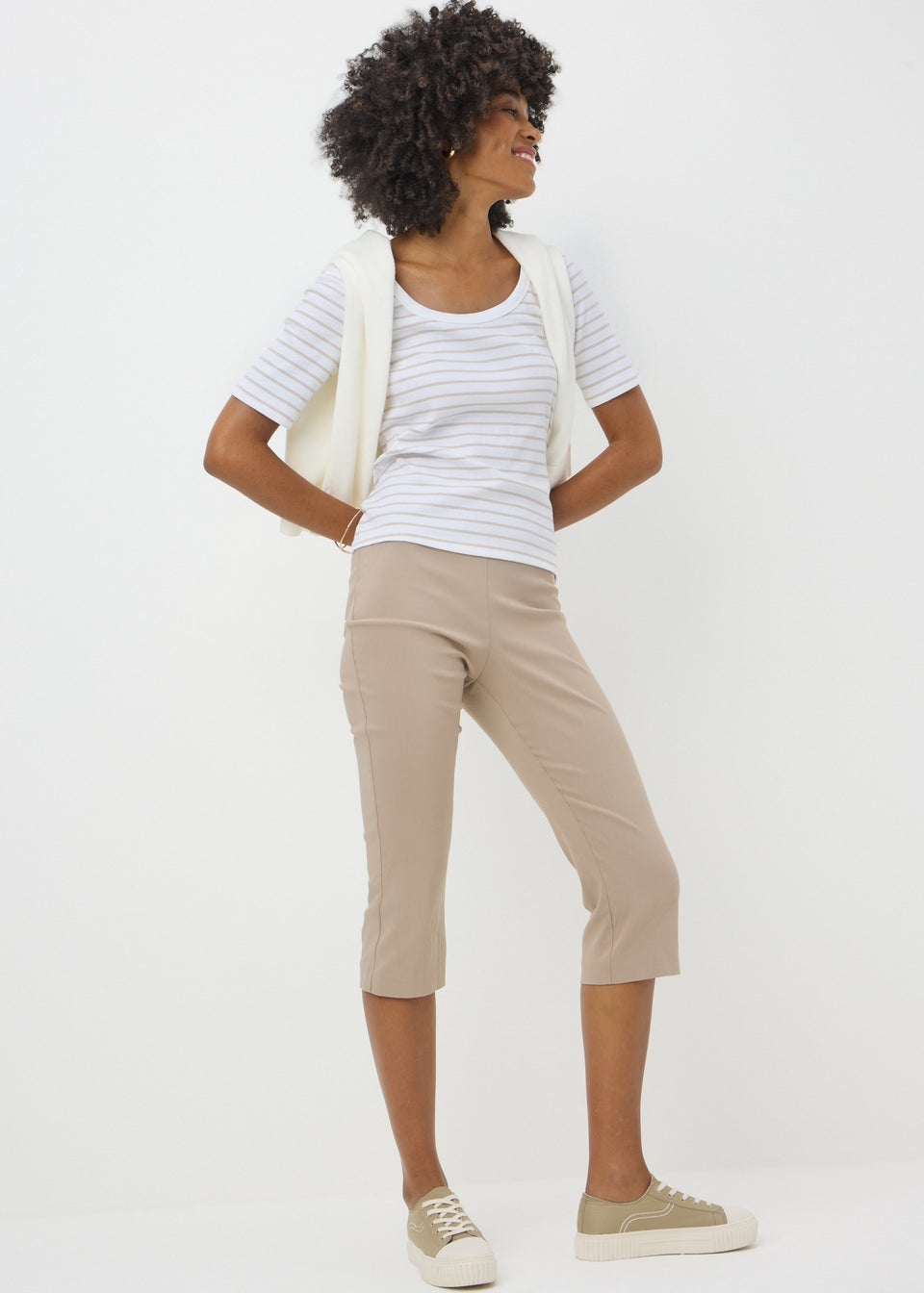 White Stripe Ribbed T-Shirt